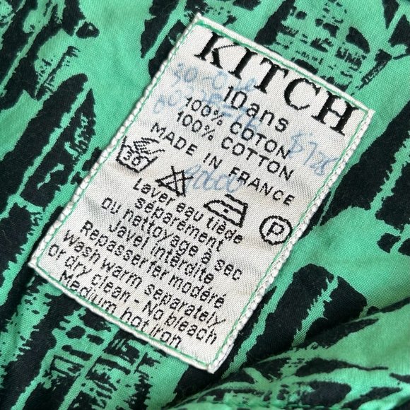 * Kitch 100% Cotton Half Button Loose Shirt in Green and Black LARGE - T1481 - Picture 5 of 5